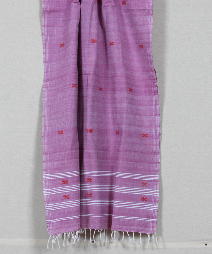 Peach red buti cotton handloom assam stole