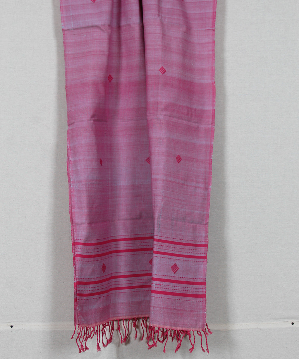 Pink red buti handloom cotton assam stole