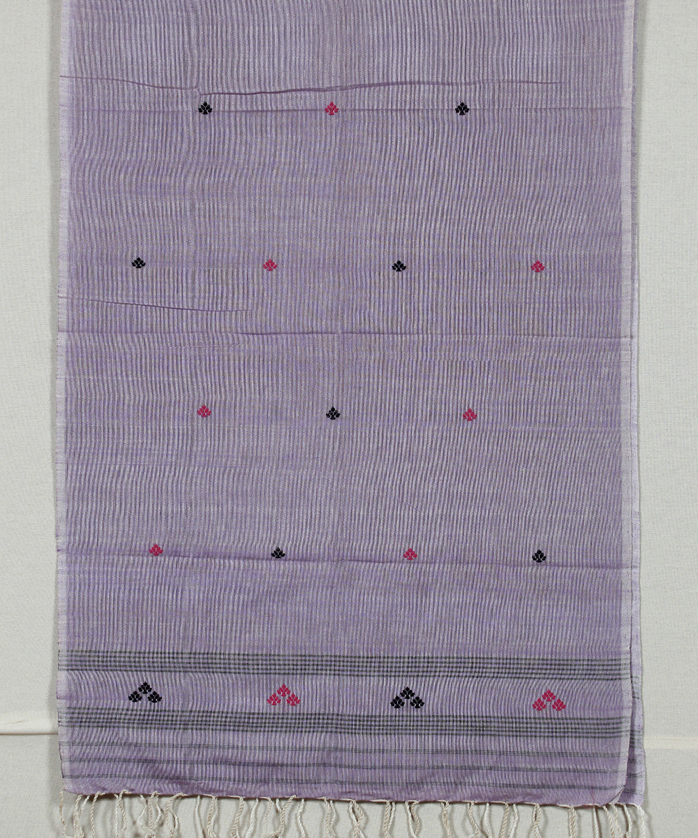 Grey multicolour buti handloom cotton assam stole