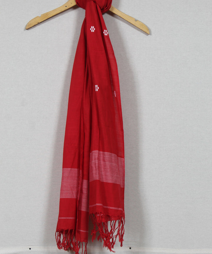 Red white buti handloom assam cotton stole