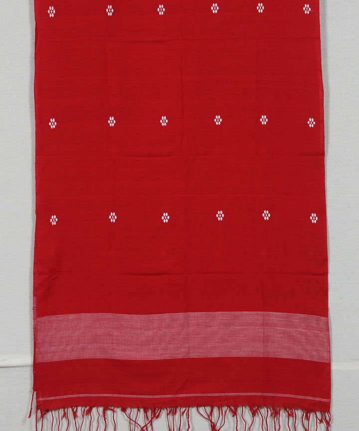 Red white buti handloom assam cotton stole