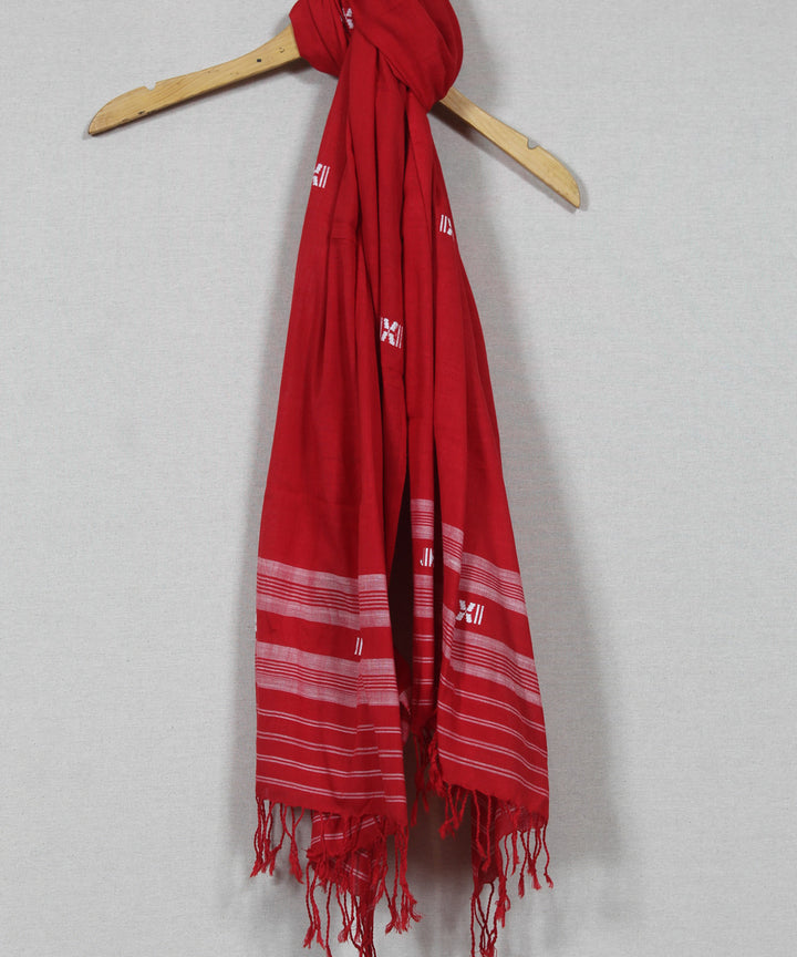 Red white buti cotton handloom assam stole