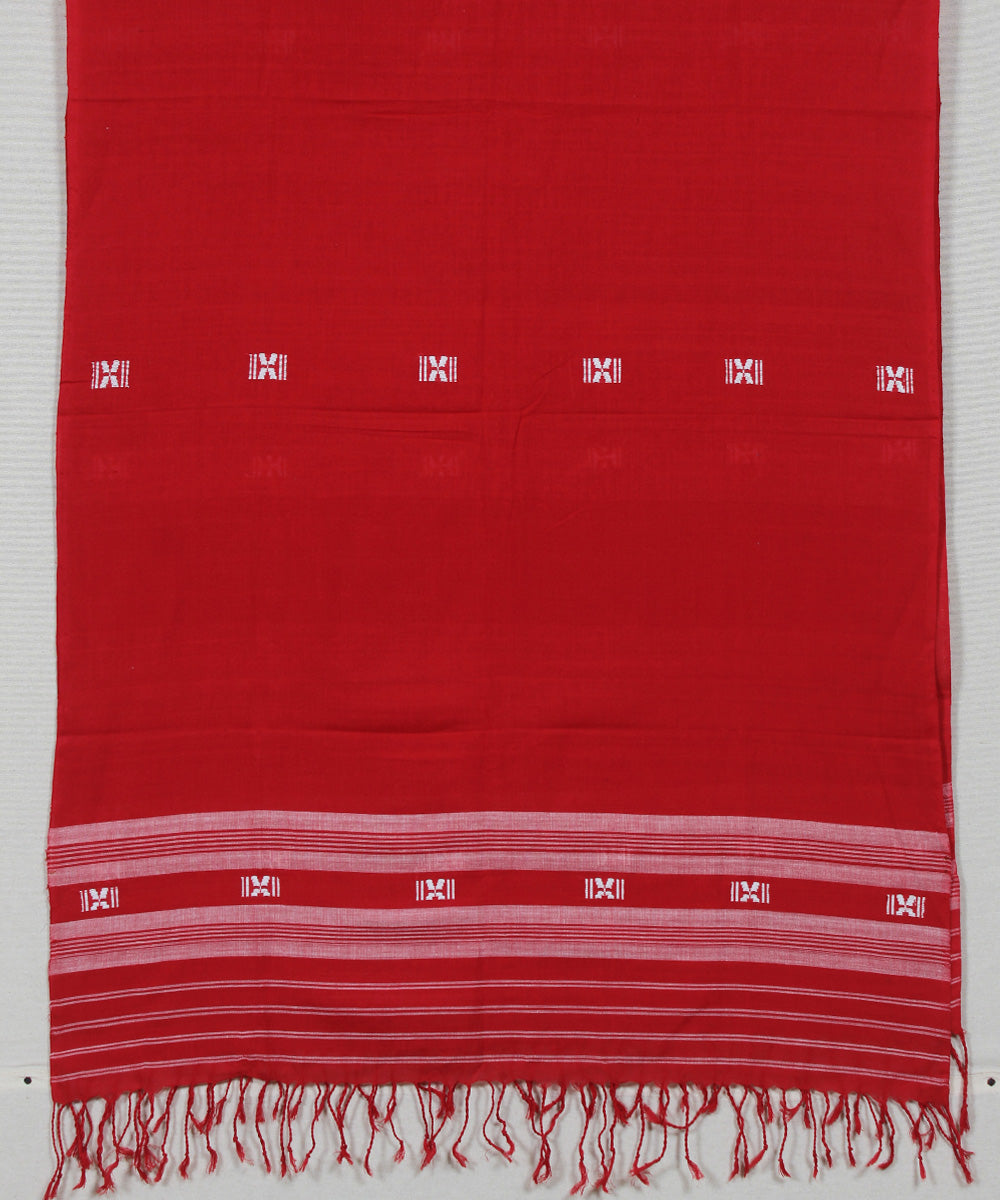 Red white buti cotton handloom assam stole