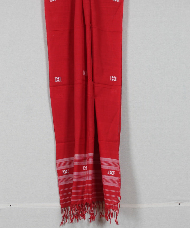 Red white buti cotton handloom assam stole