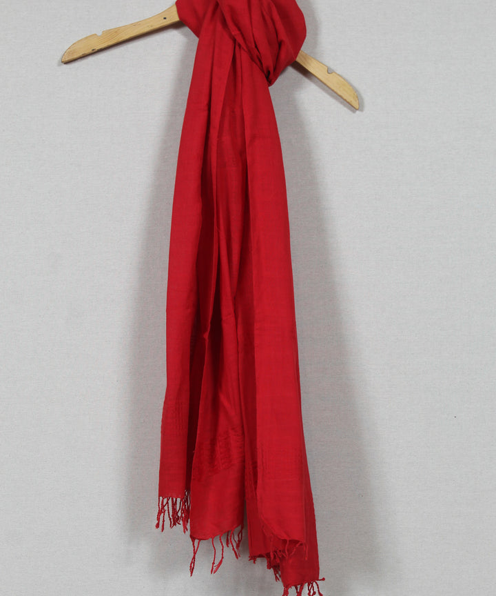 Red plain handloom cotton assam stole