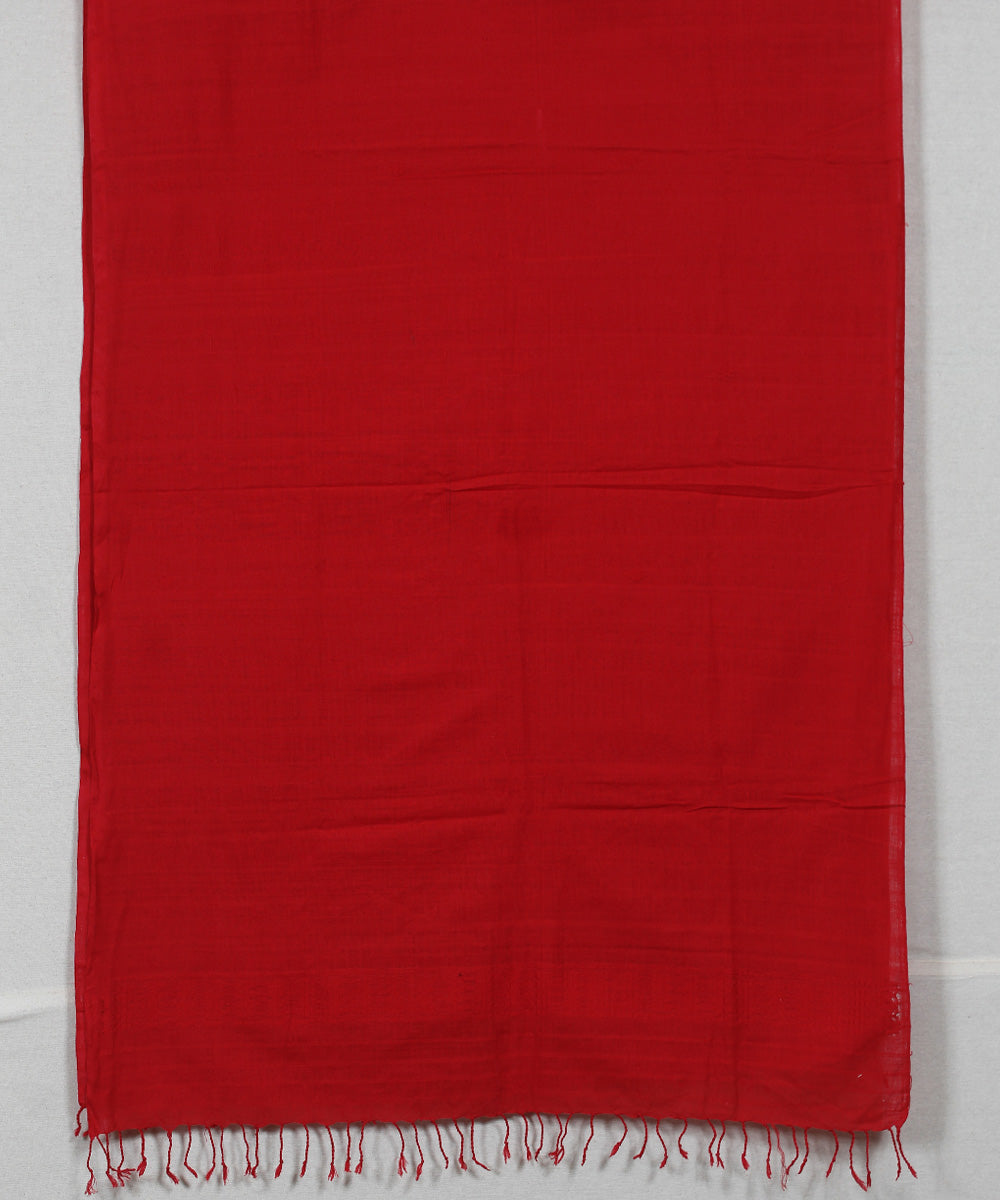 Red plain handloom cotton assam stole