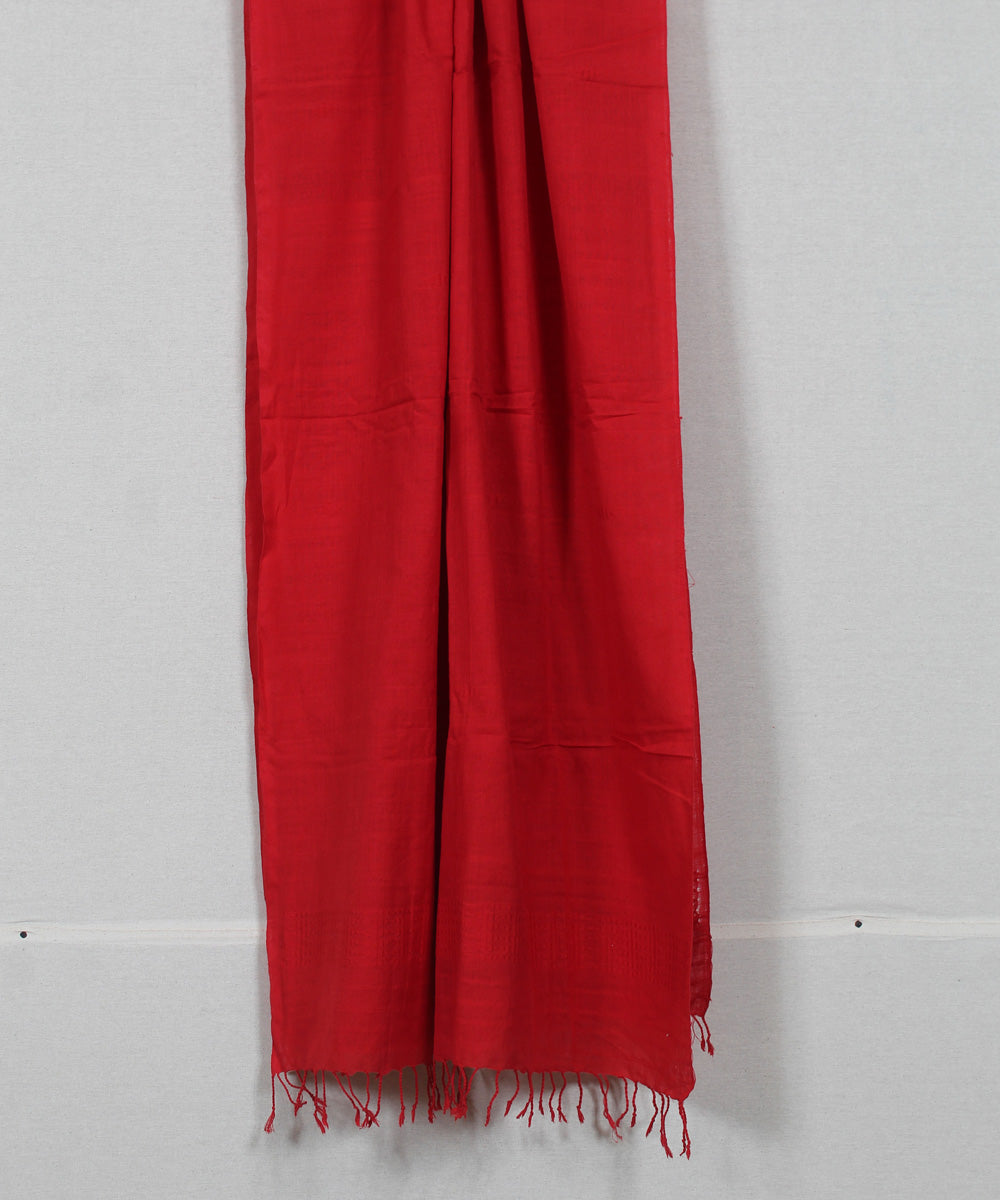 Red plain handloom cotton assam stole