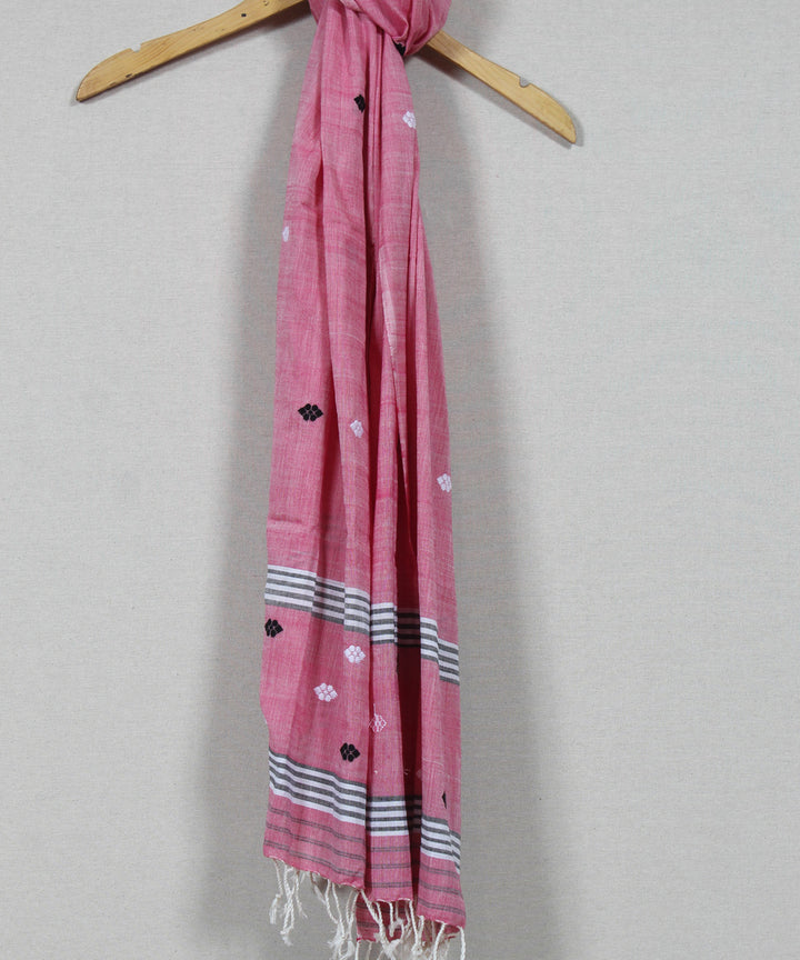 Pink multicolour buti handloom cotton assam stole