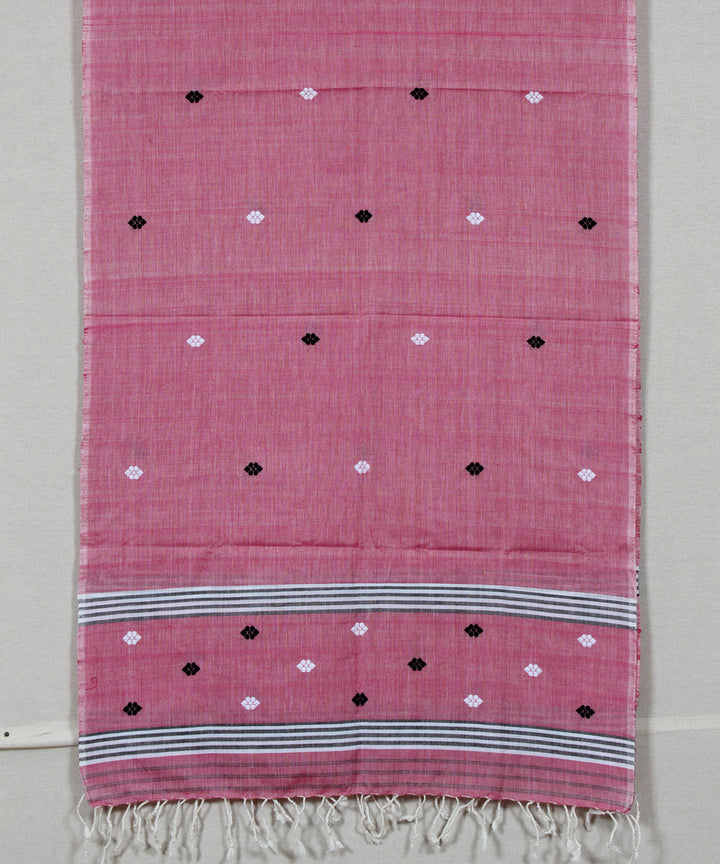 Pink multicolour buti handloom cotton assam stole