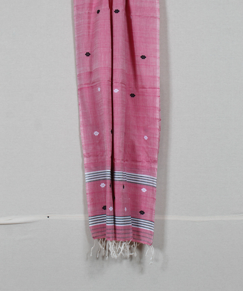 Pink multicolour buti handloom cotton assam stole