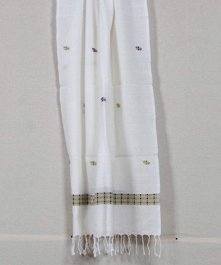 White grey buti handloom assam cotton stole