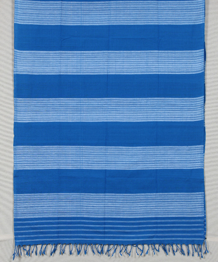 Navy blue white striped handloom cotton assam stole