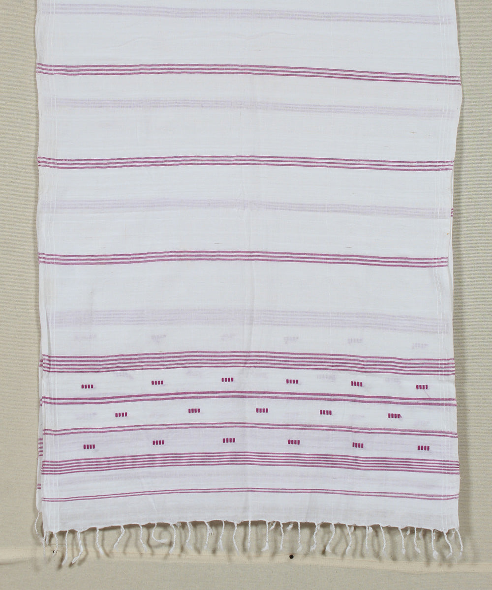 Beige red striped handloom cotton assam stole