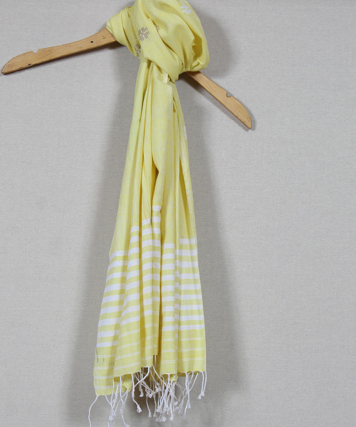 Cream white buti handloom cotton assam stole