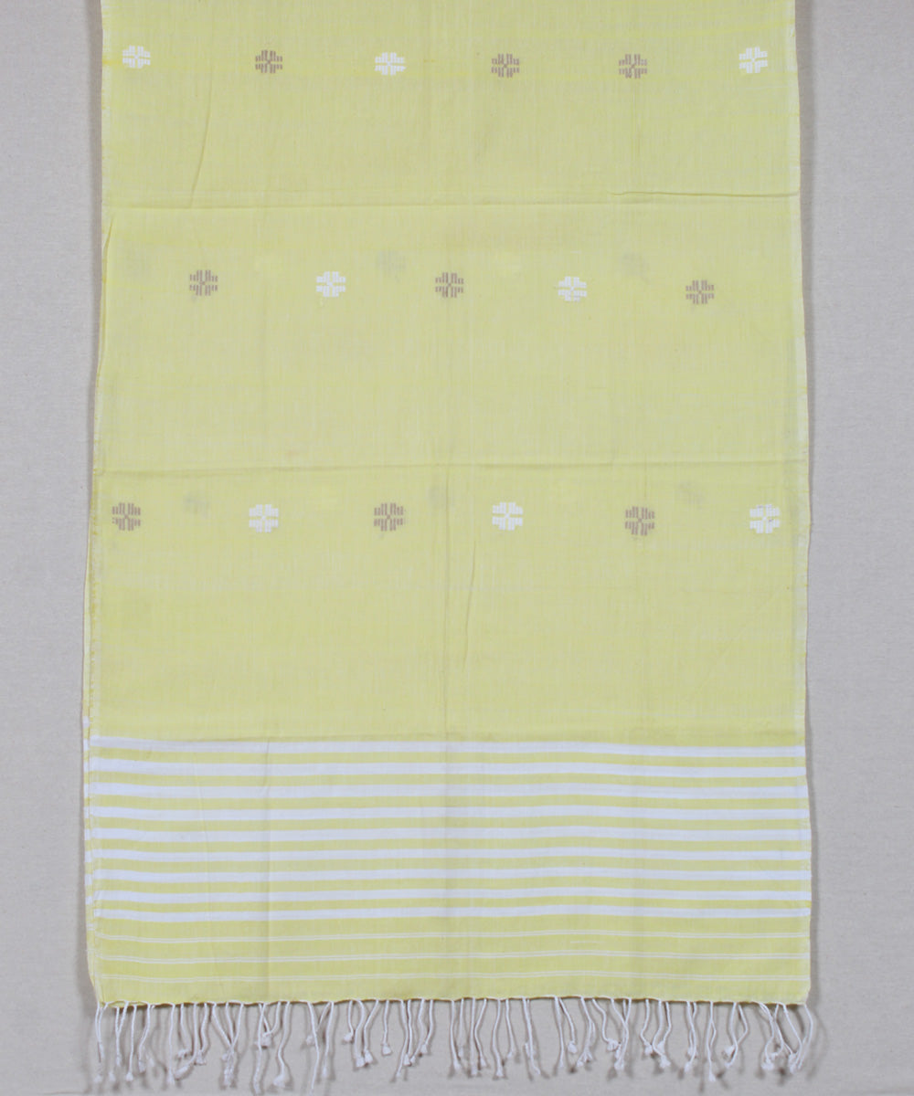 Cream white buti handloom cotton assam stole