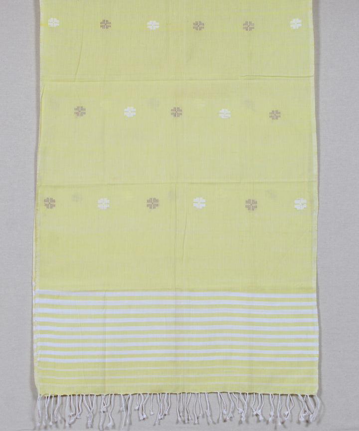 Cream white buti handloom cotton assam stole