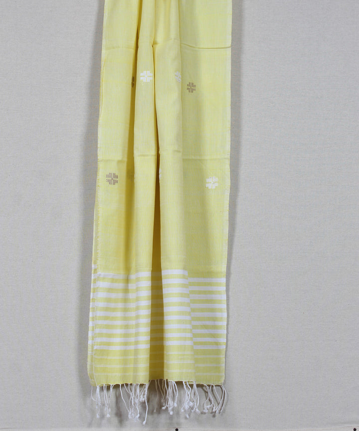 Cream white buti handloom cotton assam stole