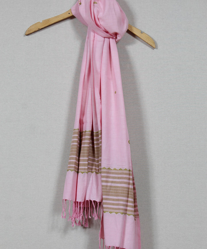 Pink grey buti handloom cotton assam stole