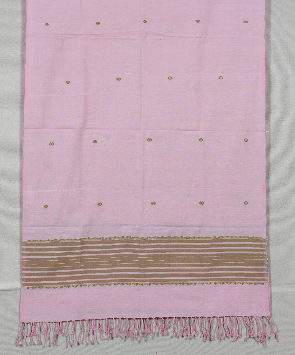 Pink grey buti handloom cotton assam stole
