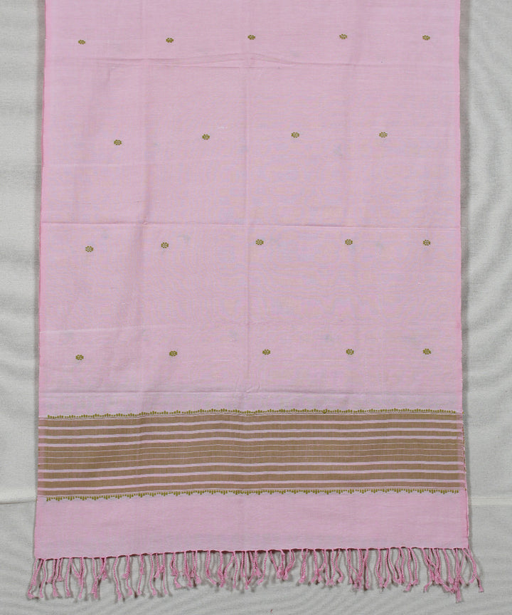 Pink grey buti handloom cotton assam stole