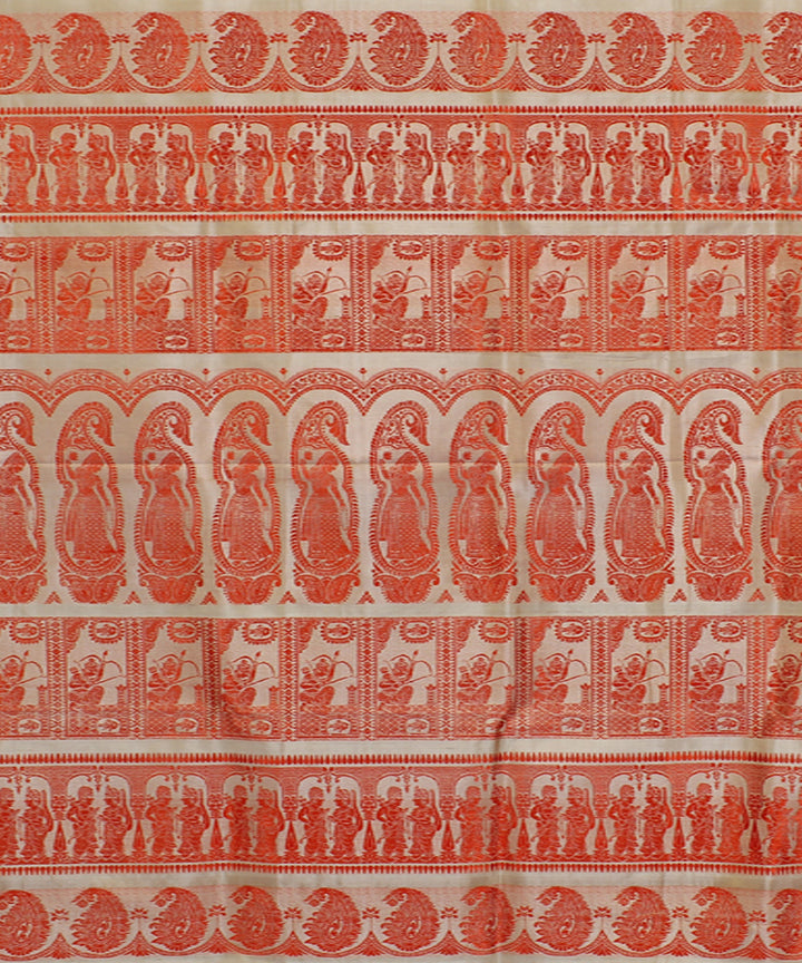 Beige handwoven silk baluchari saree