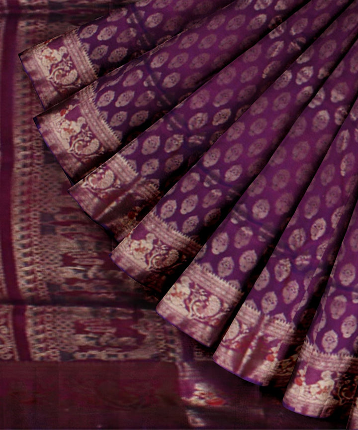 Purple handwoven swarnachari silk baluchari saree