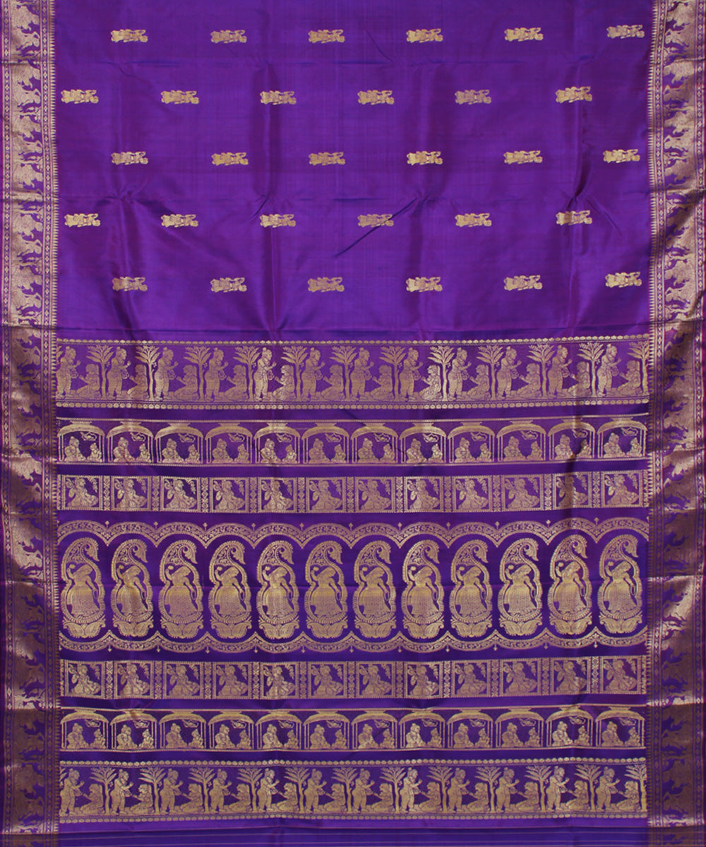 Purplre handwoven single thread baluchari silk saree