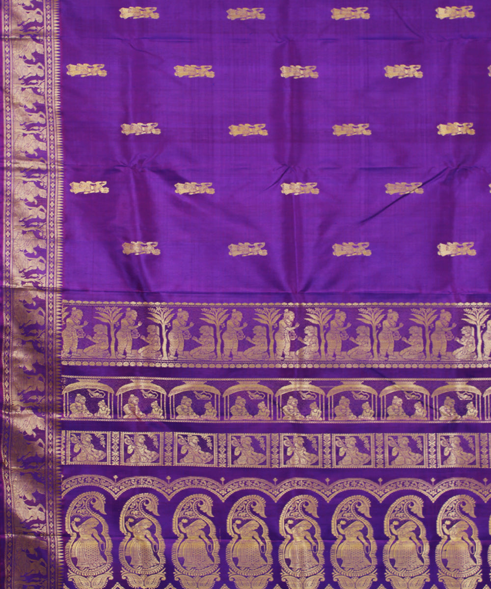 Purplre handwoven single thread baluchari silk saree