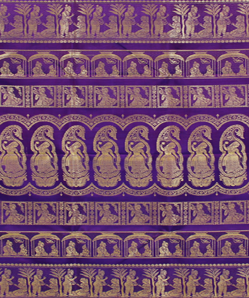 Purplre handwoven single thread baluchari silk saree