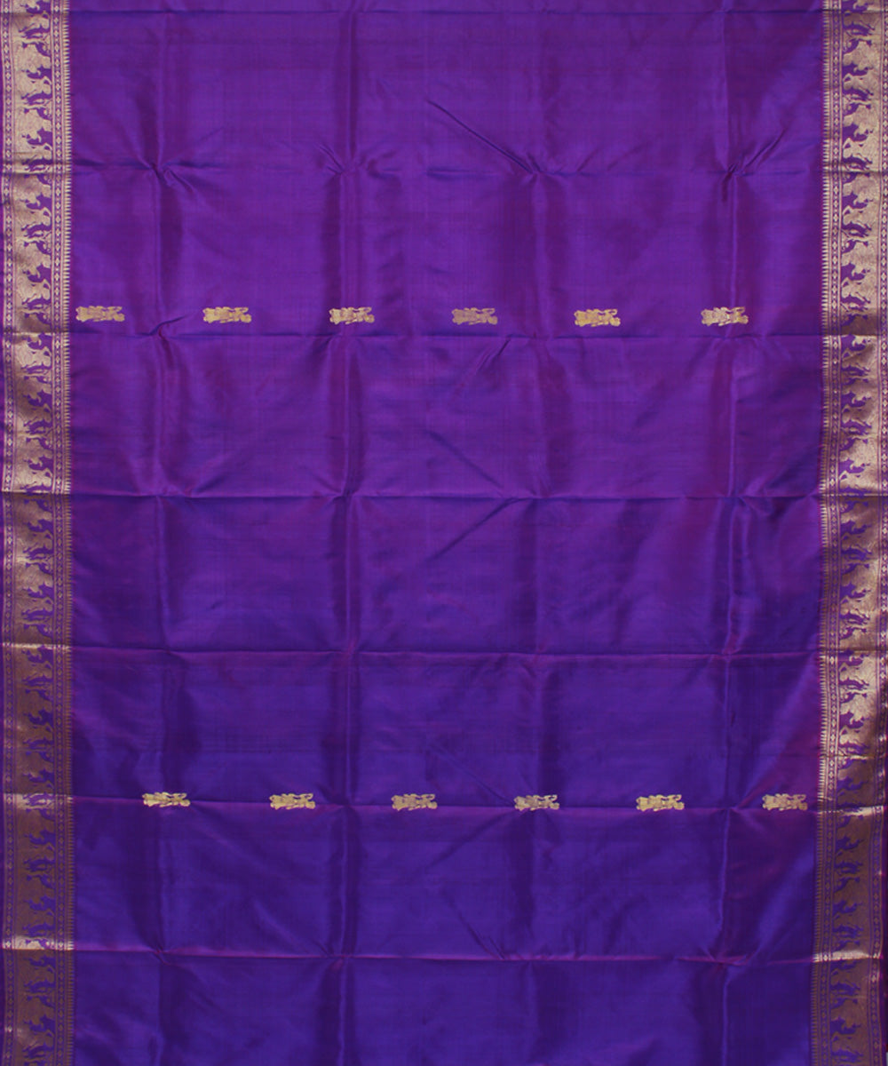 Purplre handwoven single thread baluchari silk saree