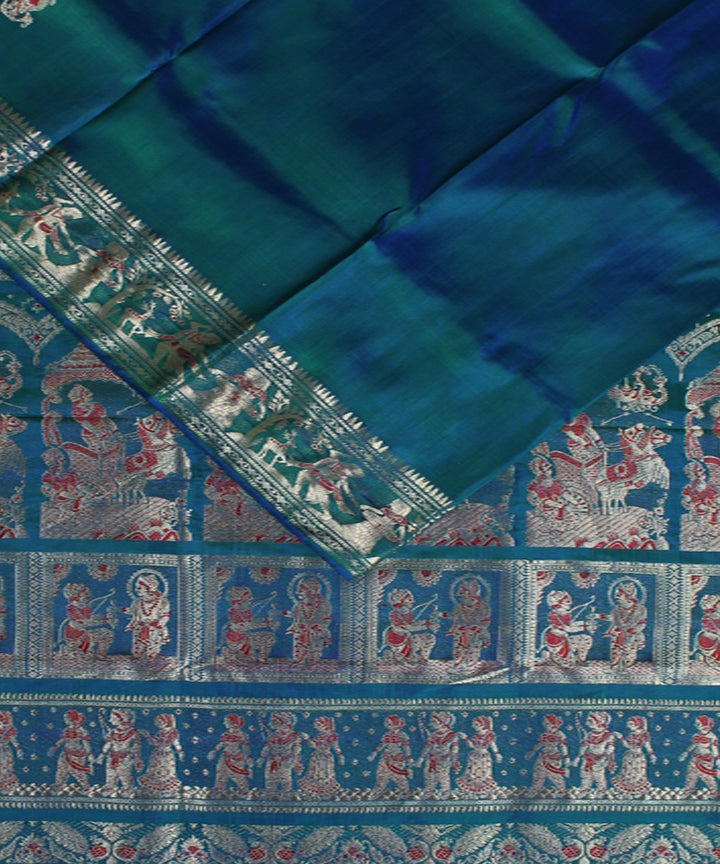 Peacock green handwoven meenakari silk baluchari saree
