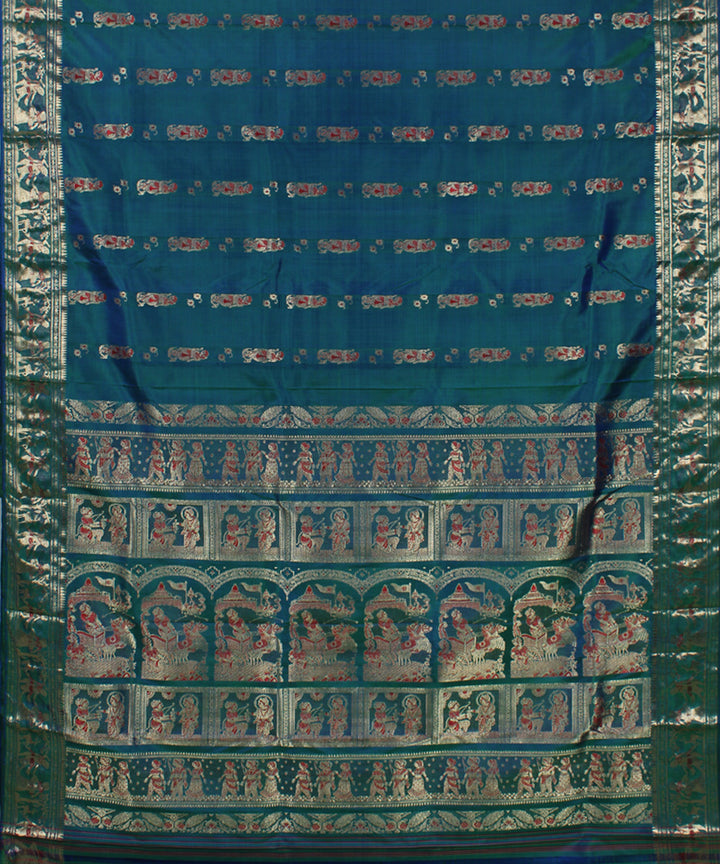 Peacock green handwoven meenakari silk baluchari saree