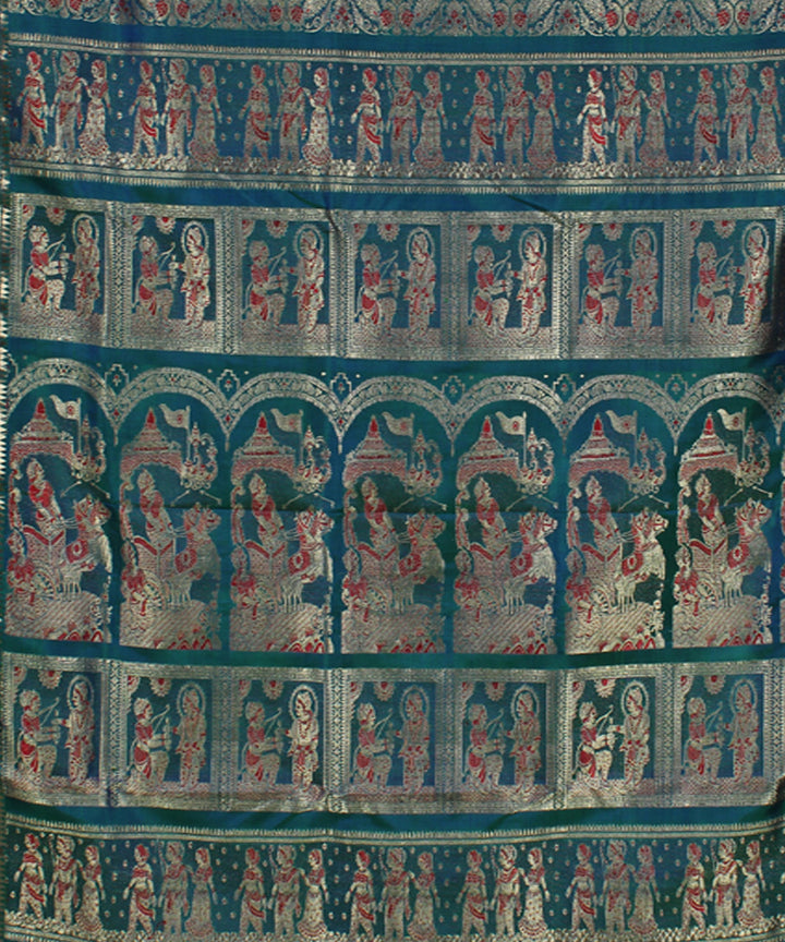 Peacock green handwoven meenakari silk baluchari saree