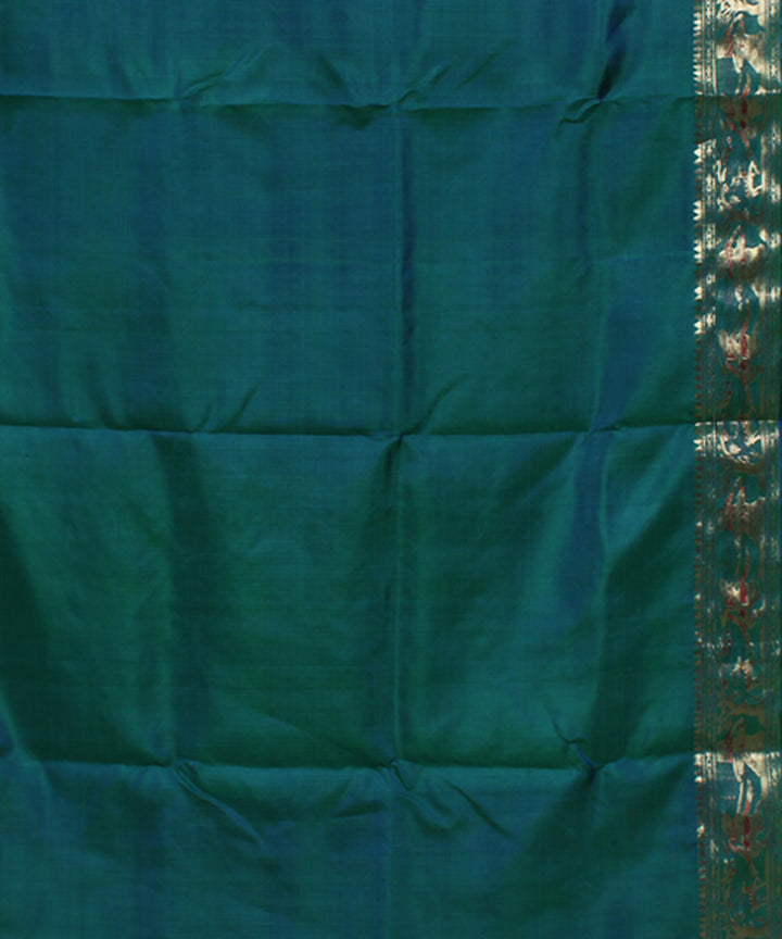 Peacock green handwoven meenakari silk baluchari saree