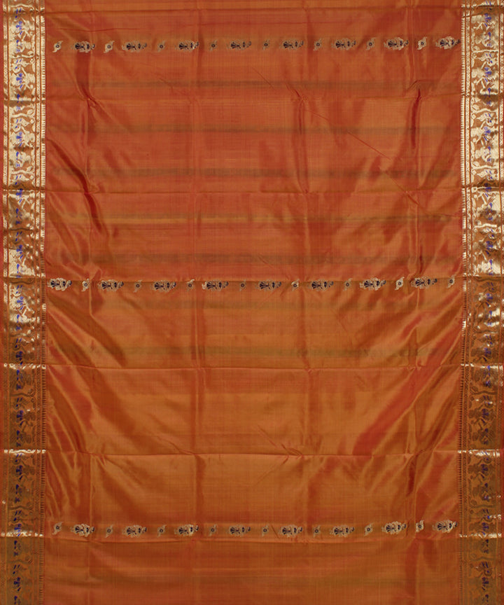 Gold mustard handwoven meenakari silk baluchari saree