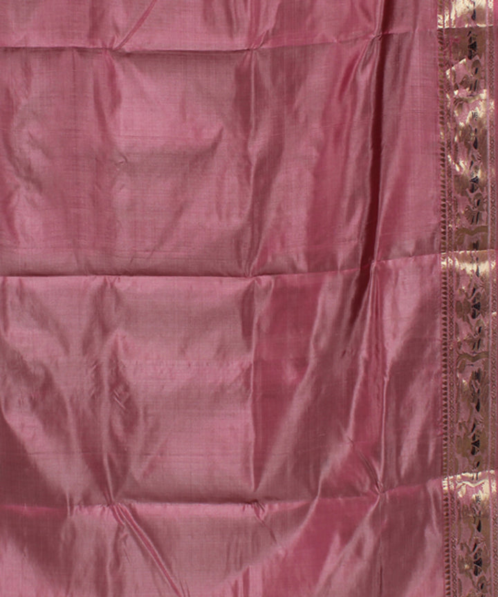 Baby pink handwoven meenakari silk baluchari saree