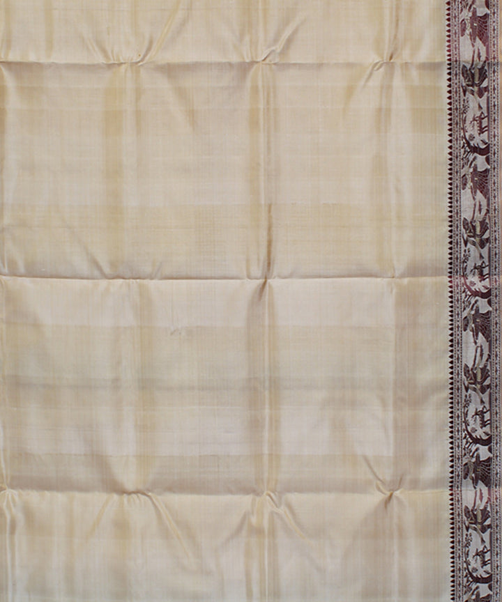 Beige handwoven meenakari silk baluchari saree