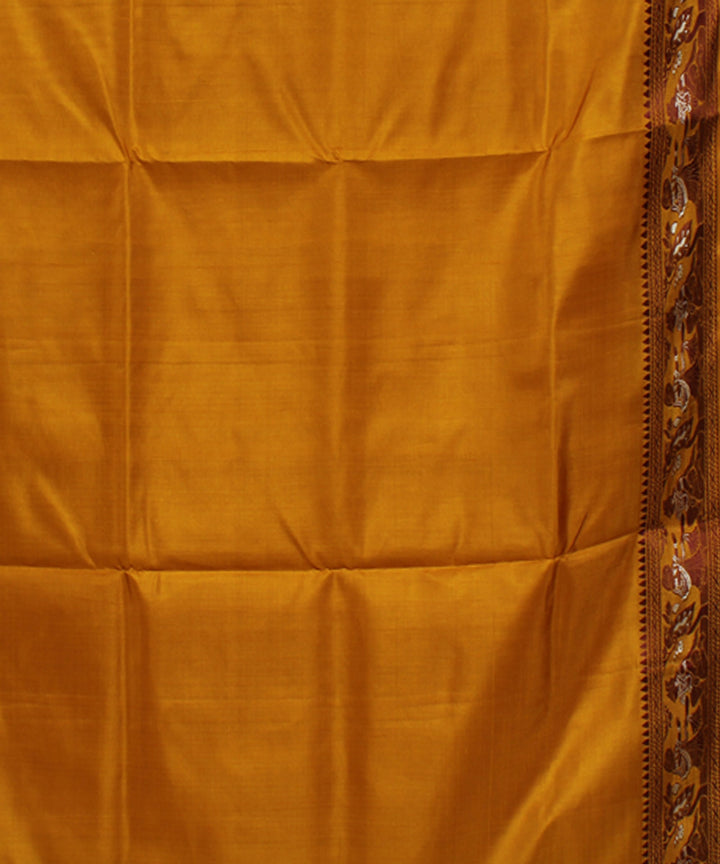 Mustard handwoven silk meenakari baluchari saree