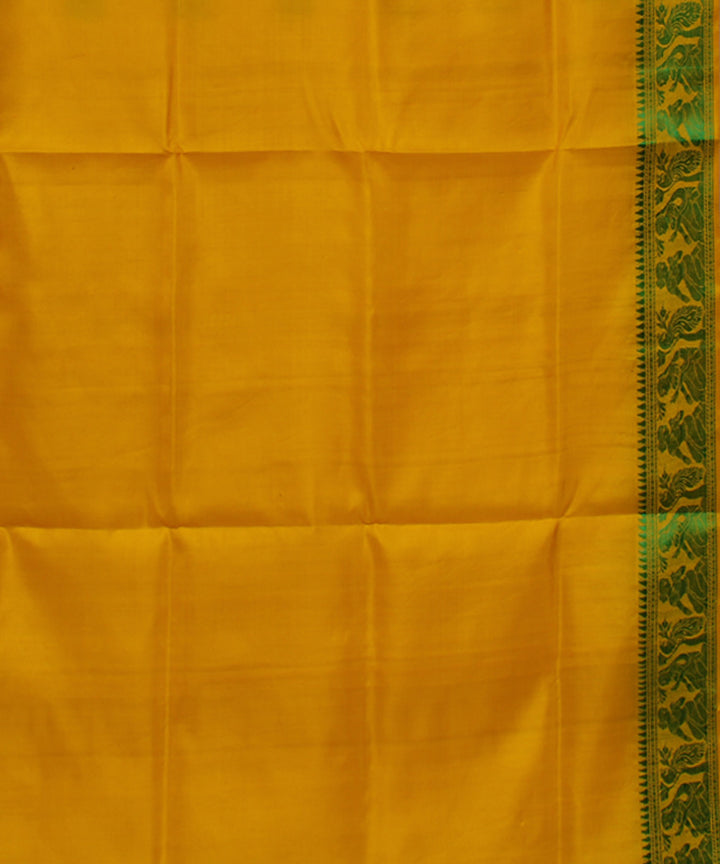 Yellow green handwoven single thread baluchari silk saree