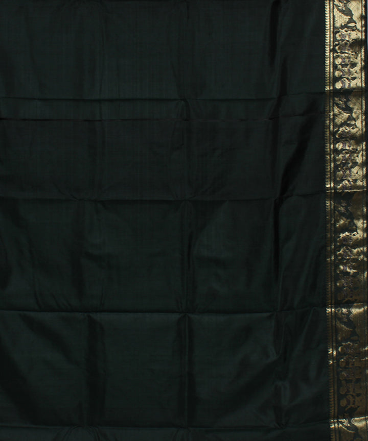Bottle green handwoven silk meenakari baluchari saree