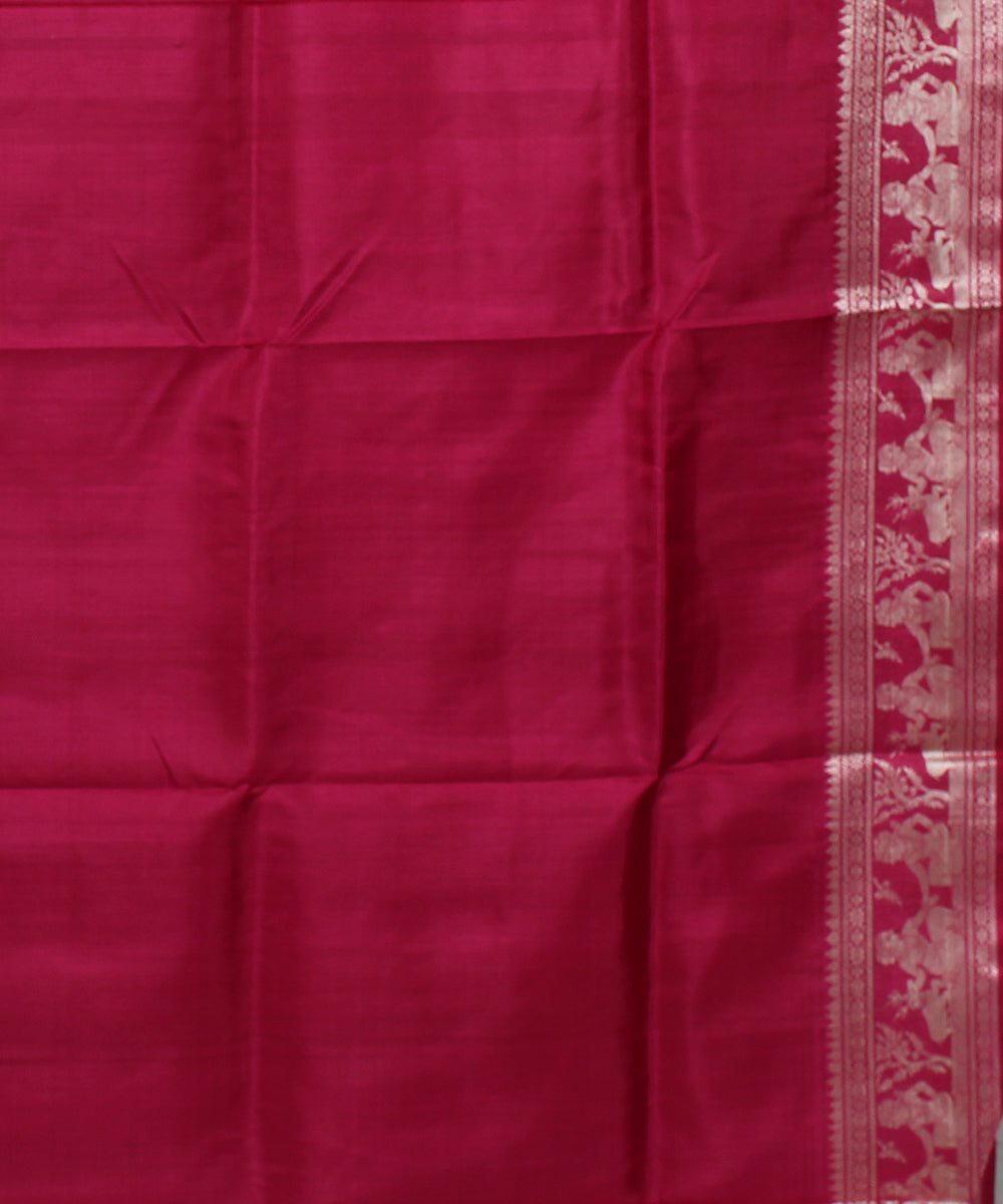 Strawberry red handwoven baluchari silk saree