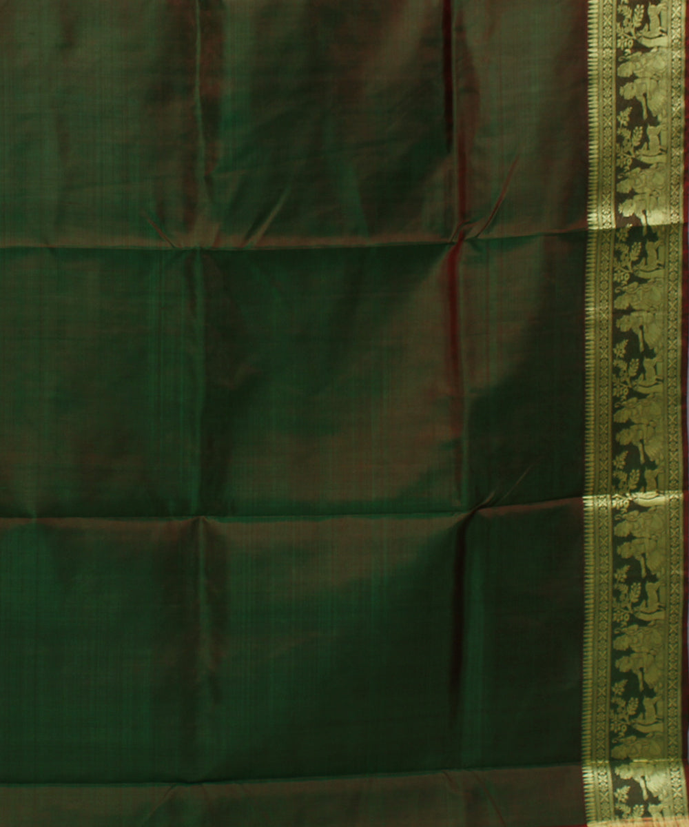 Rani green dual shaded handwoven baluchari silk saree