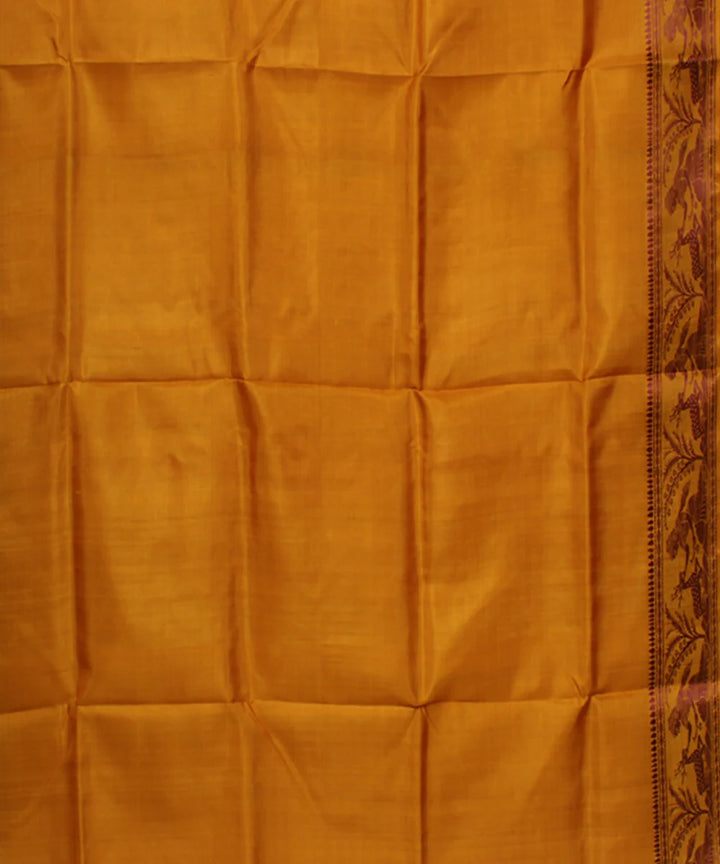 Mustard handwoven baluchari silk saree