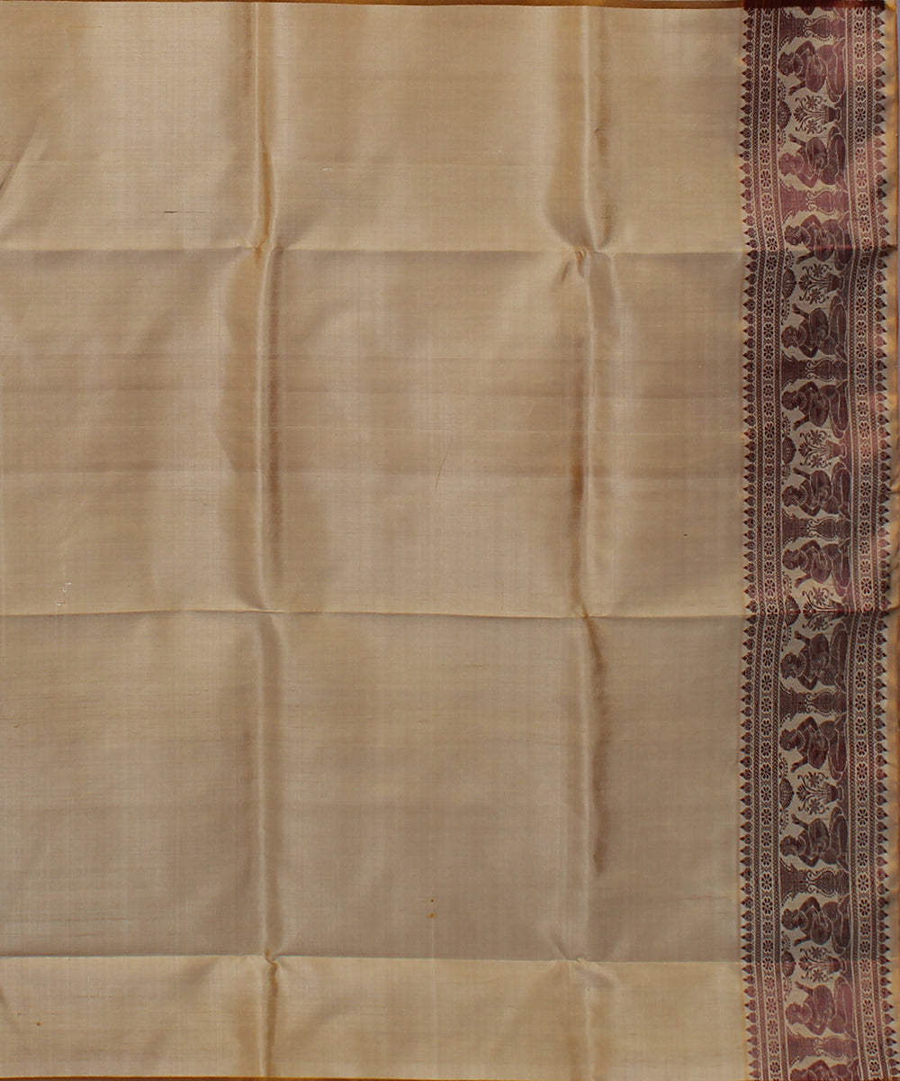 Beige handwoven baluchari silk saree