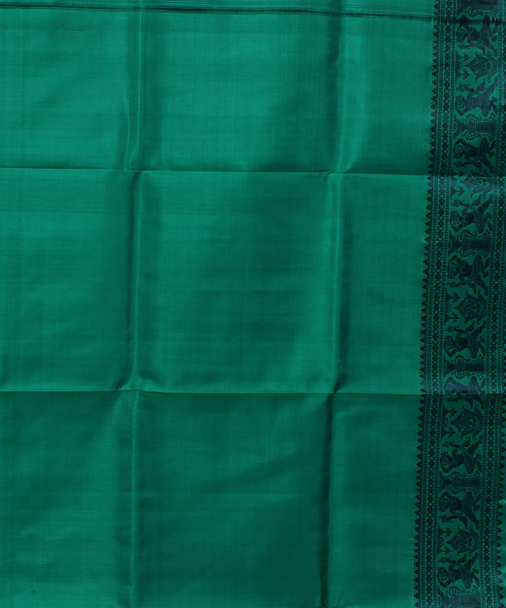 Sea green handwoven baluchari silk saree