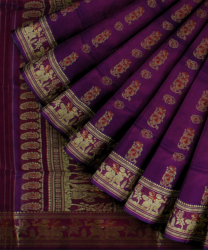 Blue rani dual shaded handwoven meenakari baluchari silk saree