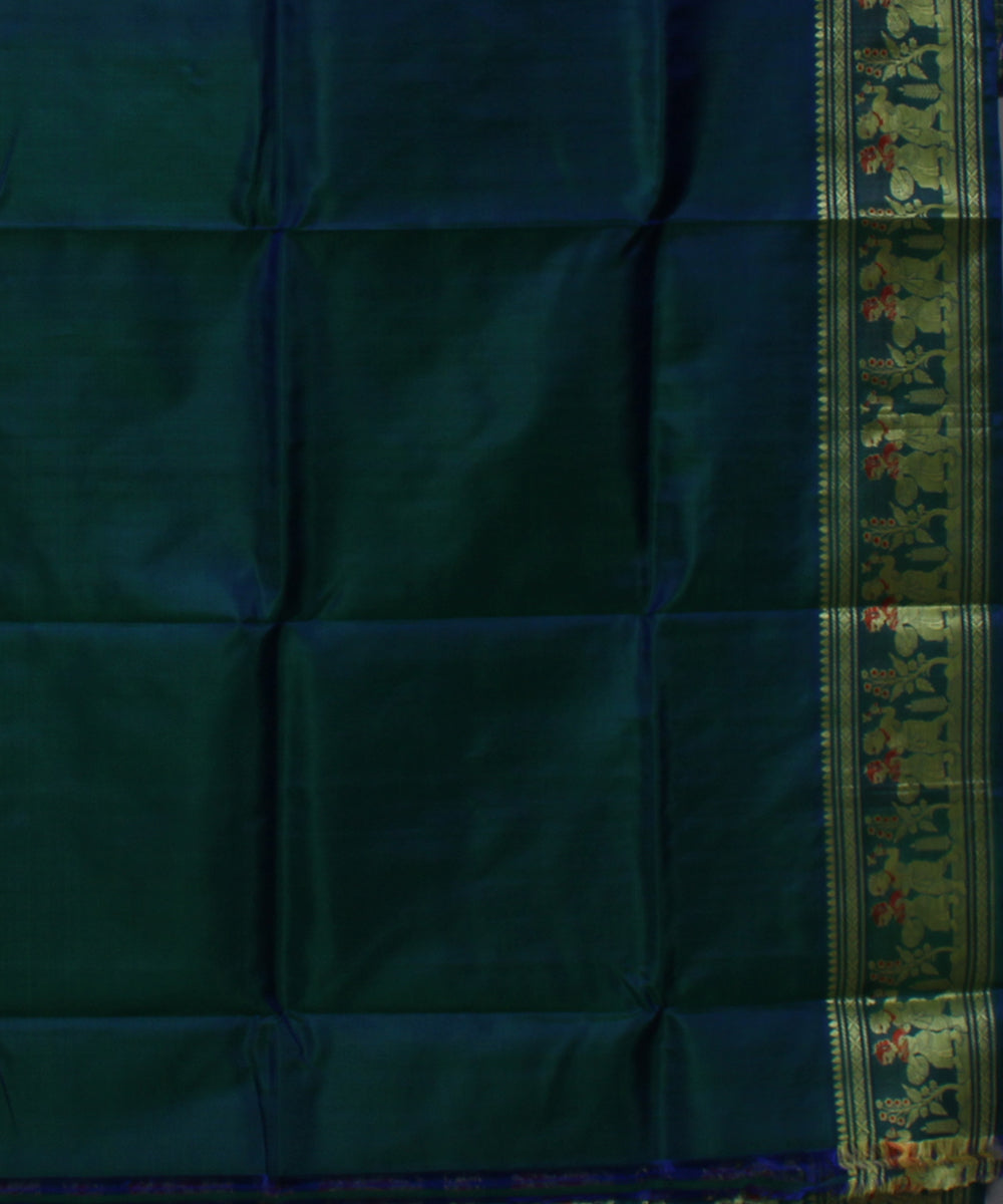 Peacock green handwoven meenakari baluchari silk saree