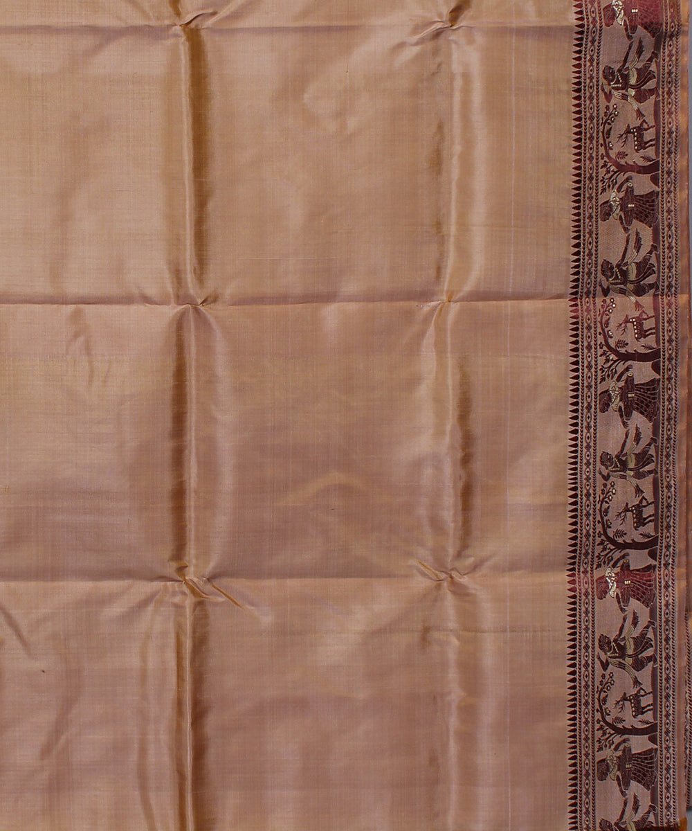 Peach handwoven meenakari baluchari silk saree