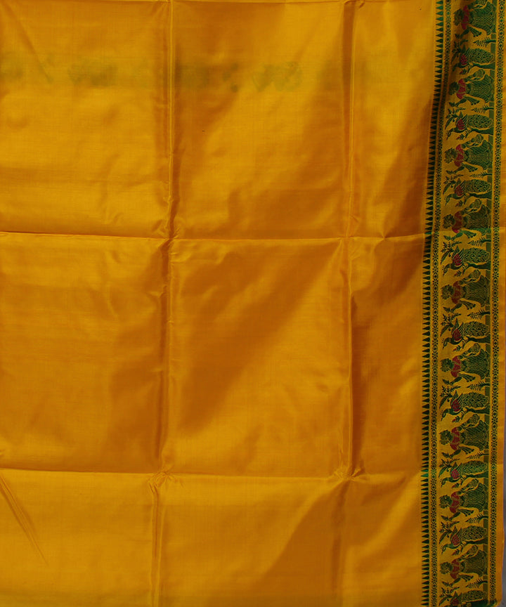 Yellow handwoven meenakari baluchari silk saree