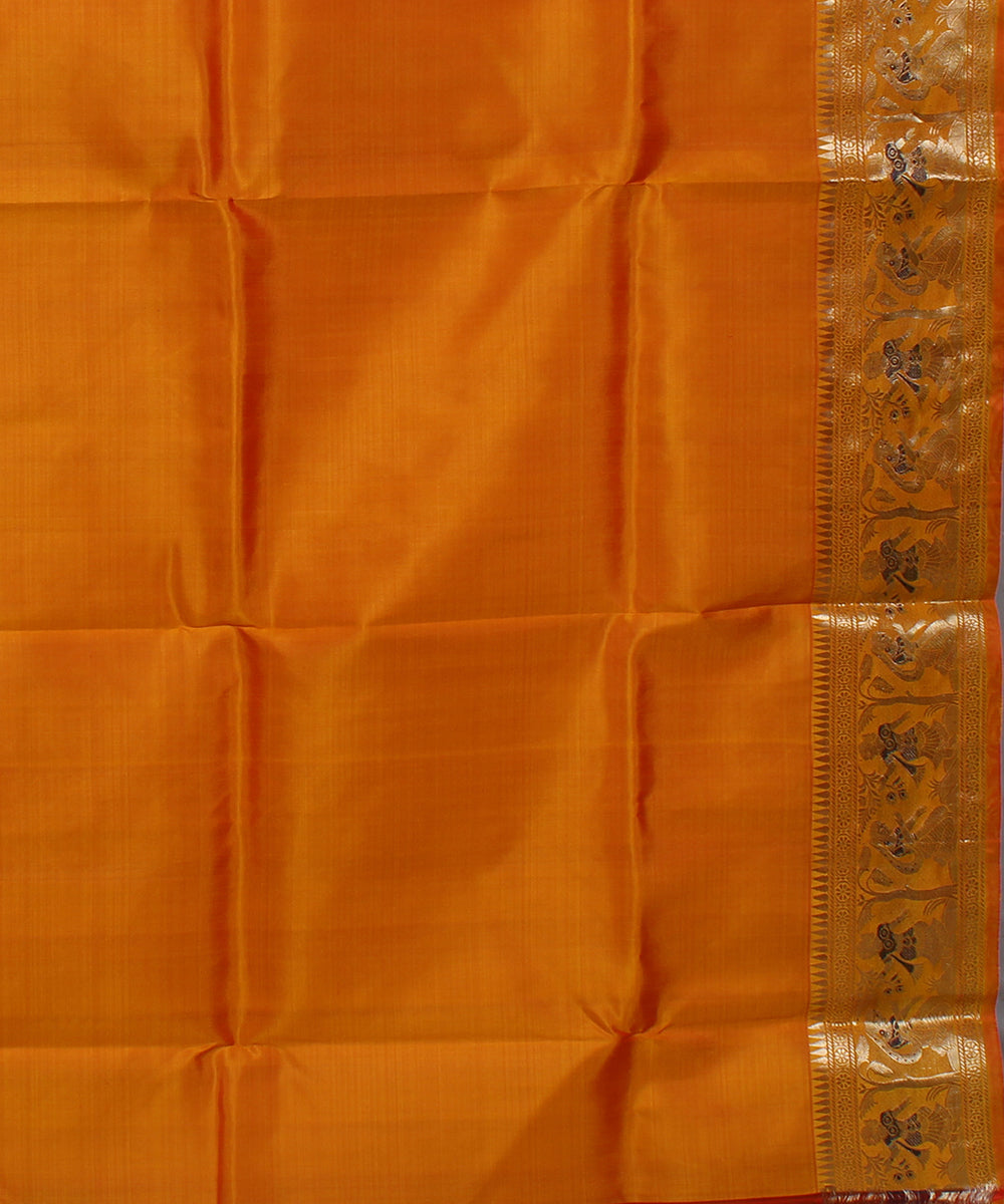 Mustard yellow handwoven swarnachari baluchari silk saree